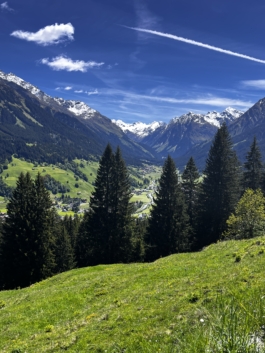 Hikers view across the valley to snow capped mountains. Ross Woodhall - Action & Lifestyle Photography